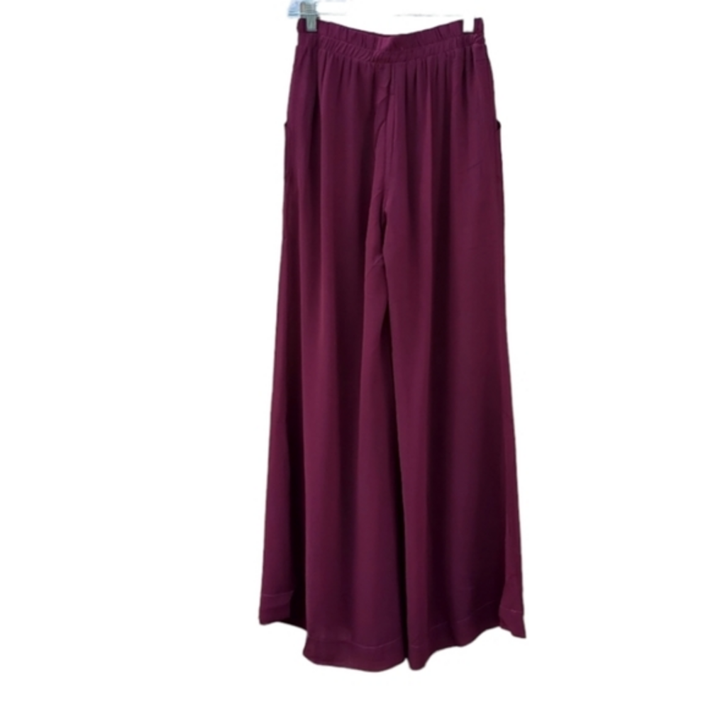 UNIQ Sheer Burgundy Pants with Built In Shorts Extra‎ Wide Leg Harem Small NWT